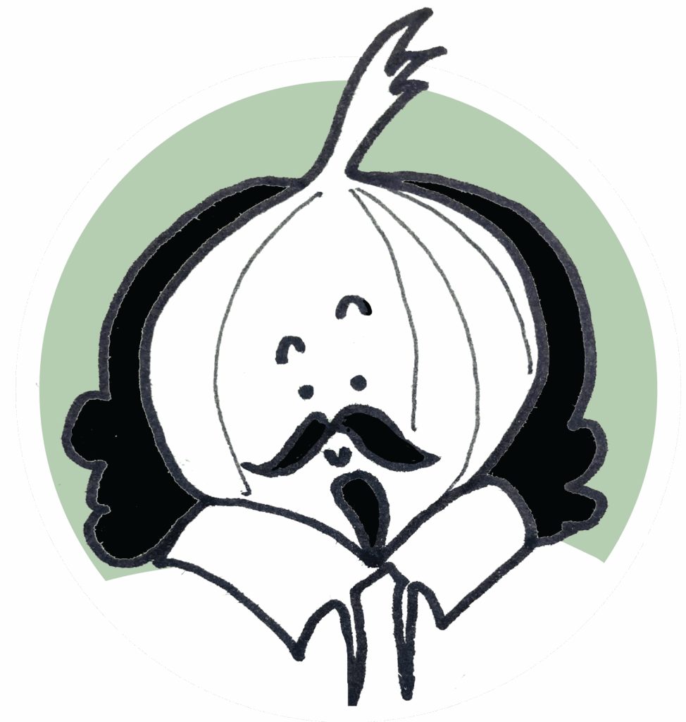 Illustration of Shakespeare with an onion for a head